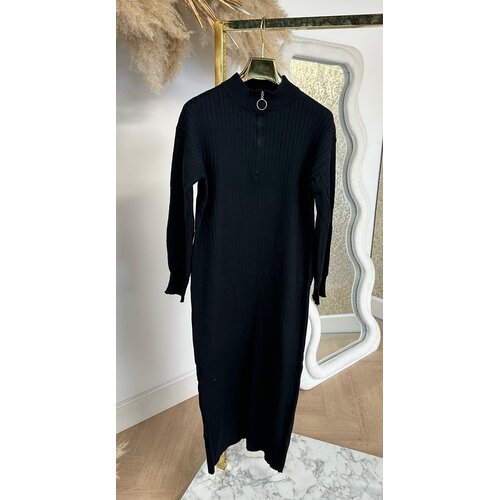 OVERSIZED RIB DRESS ZIPPER 10169 BLACK