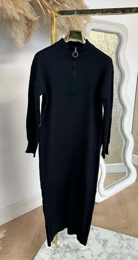 OVERSIZED RIB DRESS ZIPPER 10169 BLACK