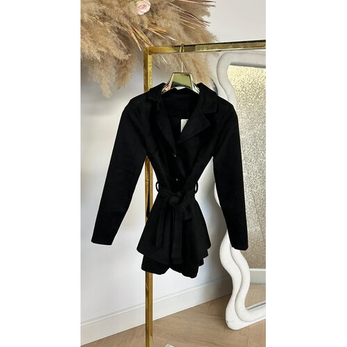 SUEDE CHIQUE BUTTON PLAYSUIT BLACK