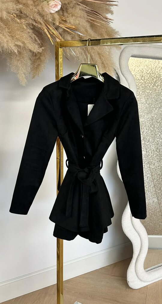 SUEDE CHIQUE BUTTON PLAYSUIT BLACK