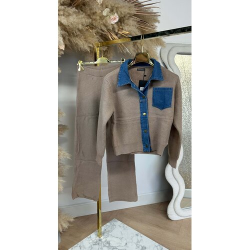 DENIM KNITTED 2 PIECE SET E2040 BEIGE