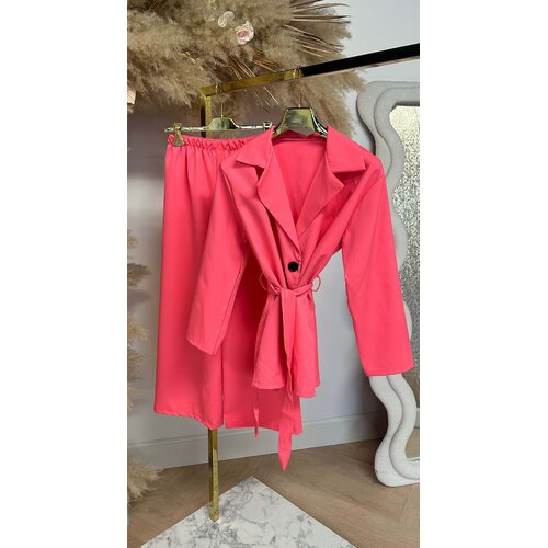 IZZY BLAZER + PANTS SET NEONCORAL