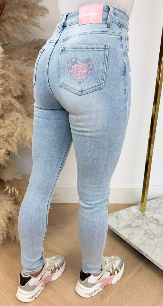 HEART POCKET SKINNY JEANS 1235-3 LIGHTDENIM