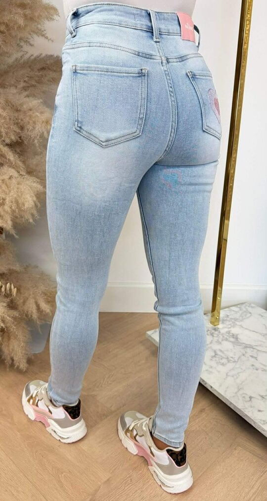 HEART POCKET SKINNY JEANS 1235-3 LIGHTDENIM