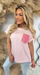 SHIMMER LEO POCKET TEE PINK