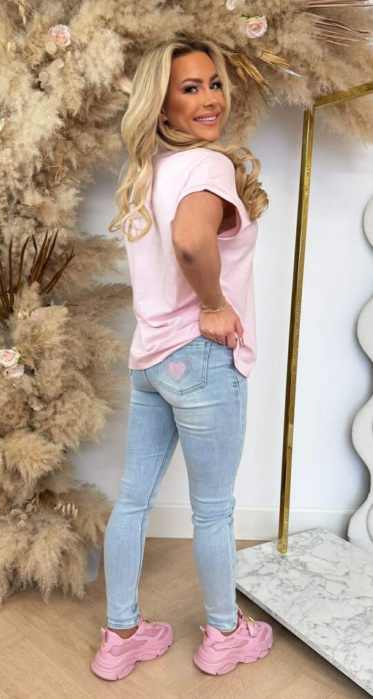 SHIMMER LEO POCKET TEE PINK