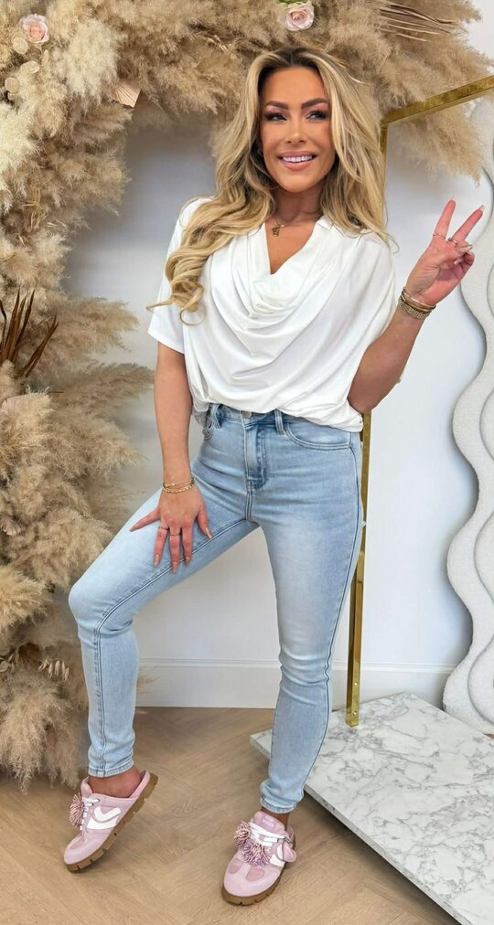 WATERFALL NECK SHIRT WHITE