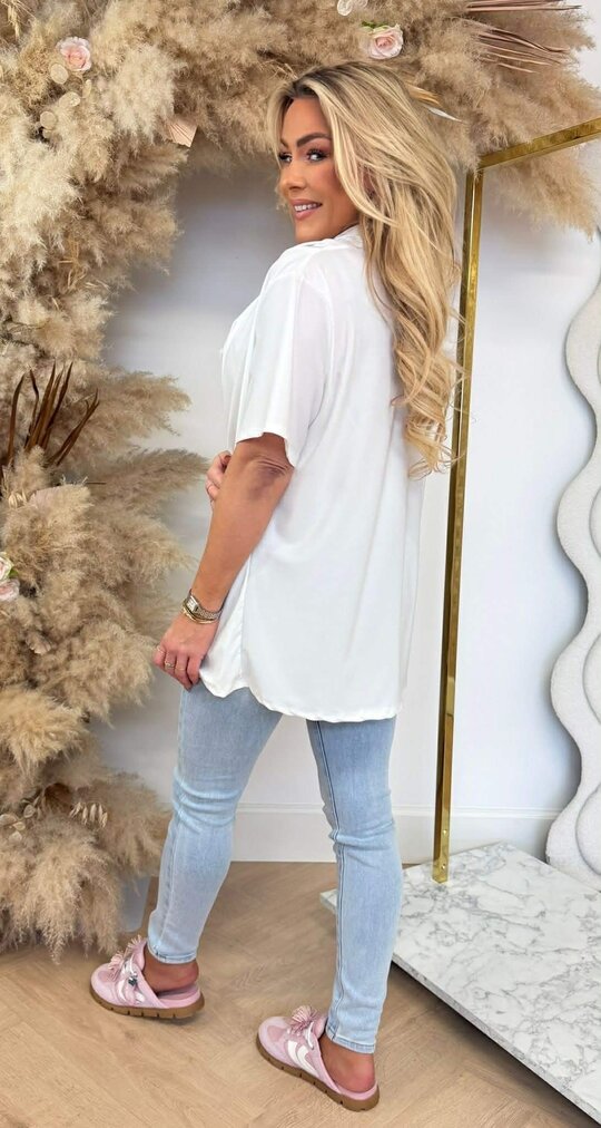 WATERFALL NECK SHIRT WHITE