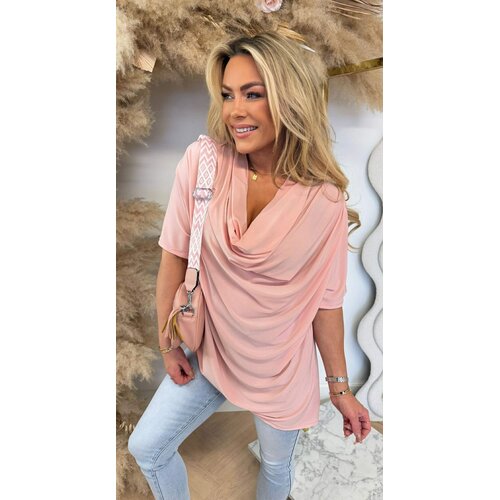 WATERFALL NECK SHIRT PINK