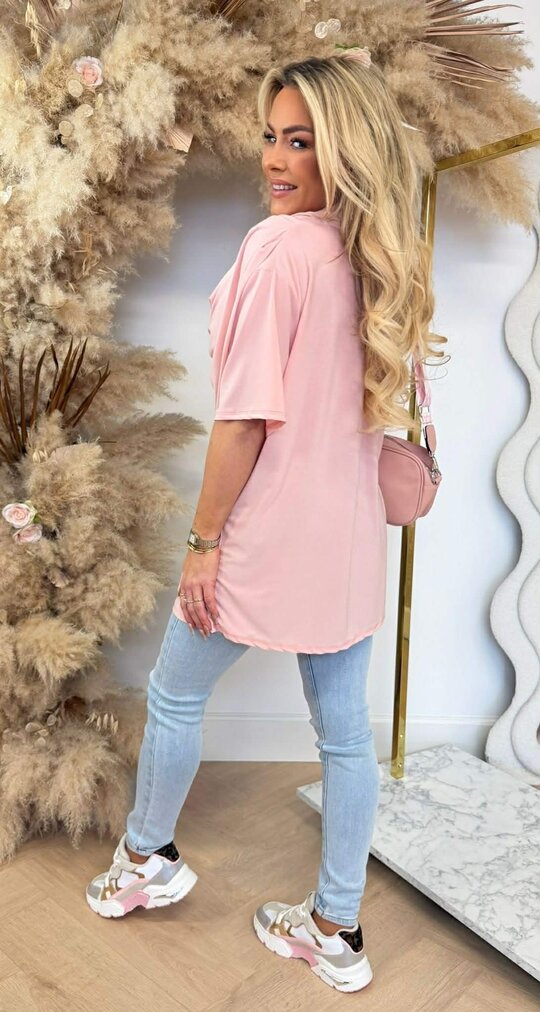 WATERFALL NECK SHIRT PINK