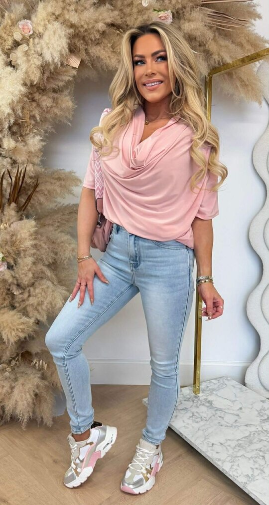 WATERFALL NECK SHIRT PINK