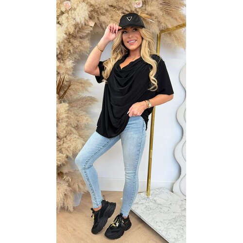 WATERFALL NECK SHIRT BLACK