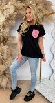 SHIMMER LEO POCKET TEE BLACK