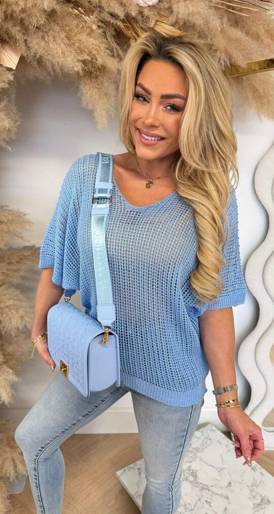 OVERLAYER KNIT TOP BLUE