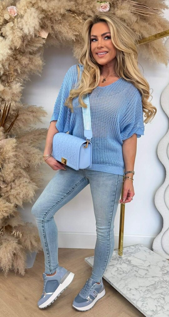 OVERLAYER KNIT TOP BLUE