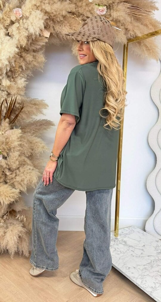 WATERFALL NECK SHIRT ARMYGREEN