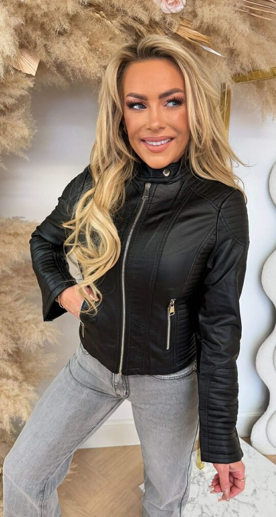 SISSI LEATHER LOOK JACKET 8812 BLACK