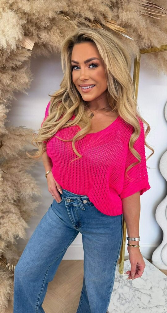 OVERLAYER KNIT TOP FUCHSIA