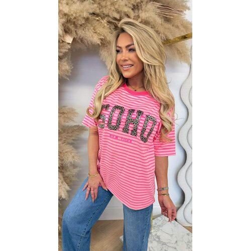 SOHO LEO STRIPE TEE 00916-2 PINK