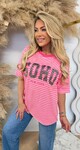 SOHO LEO STRIPE TEE 00916-2 PINK SOHO LEO STRIPE TEE 00916-2 PINK