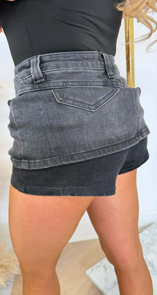 DENIM SKORT WH0089-2 DARKGREY