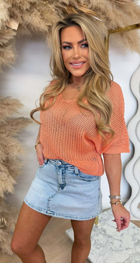 OVERLAYER KNIT TOP PEACH