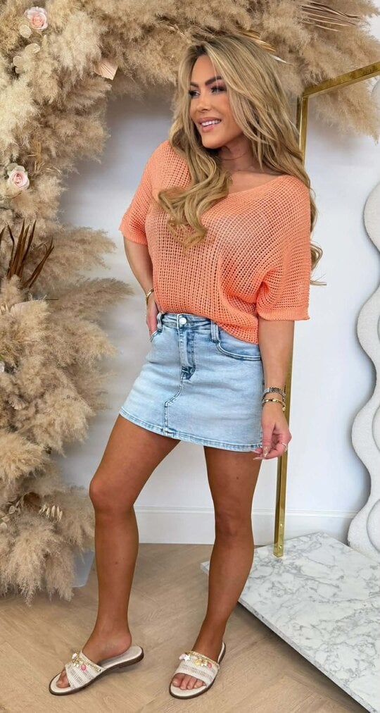 OVERLAYER KNIT TOP PEACH