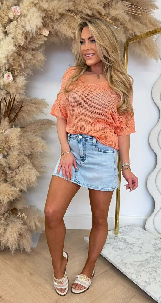 OVERLAYER KNIT TOP PEACH