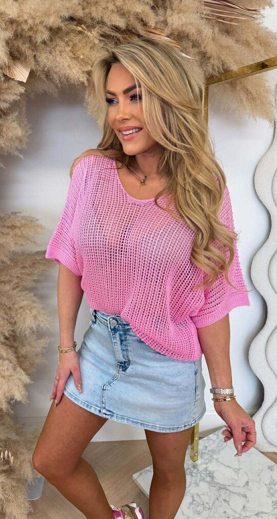 OVERLAYER KNIT TOP PINK