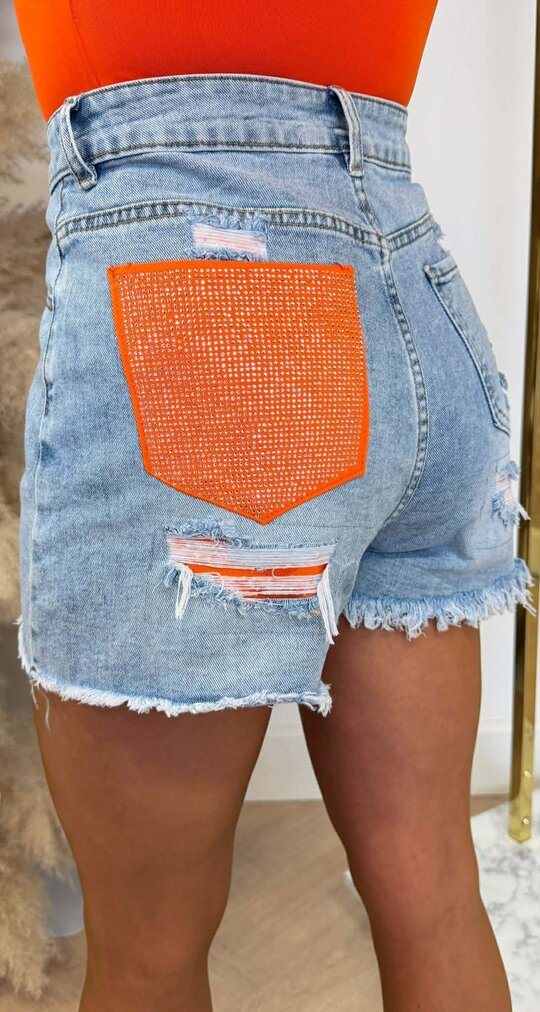 GLITTER POCKET SHORT 1595-1 ORANGE