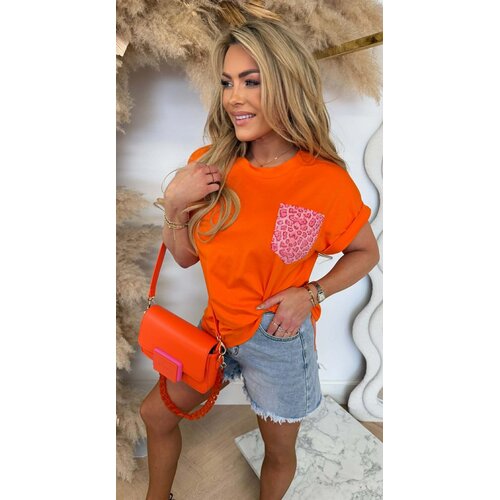 SHIMMER LEO POCKET TEE ORANGE
