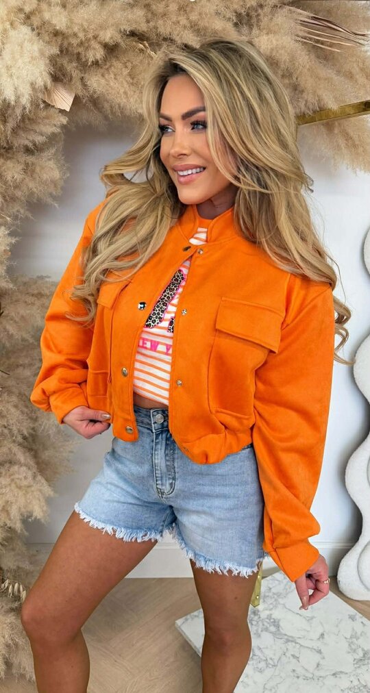 NOE SUEDE LOOK BOMBER JACKET ORANGE