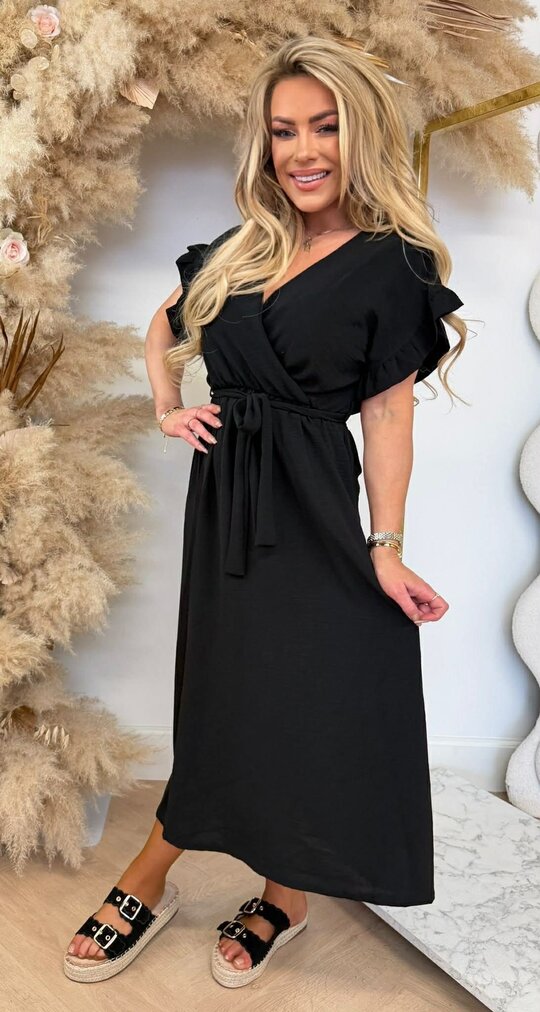 ROUCHE LUS MAXI DRESS BLACK