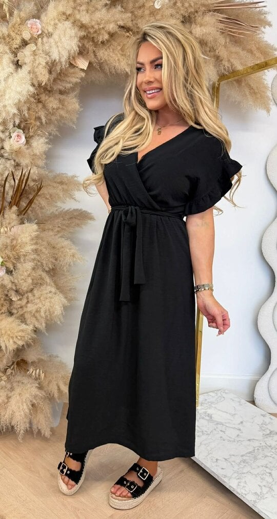 ROUCHE LUS MAXI DRESS BLACK