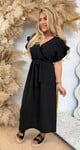 ROUCHE LUS MAXI DRESS BLACK