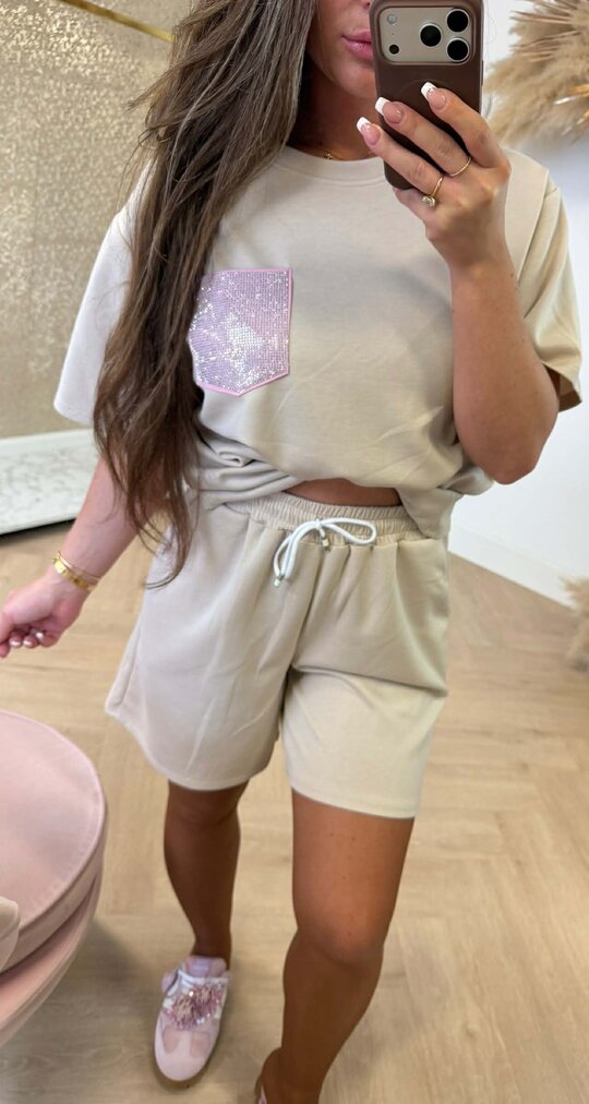 SOPHIE GLOWY DOUBLE POCKET SETJE BEIGE