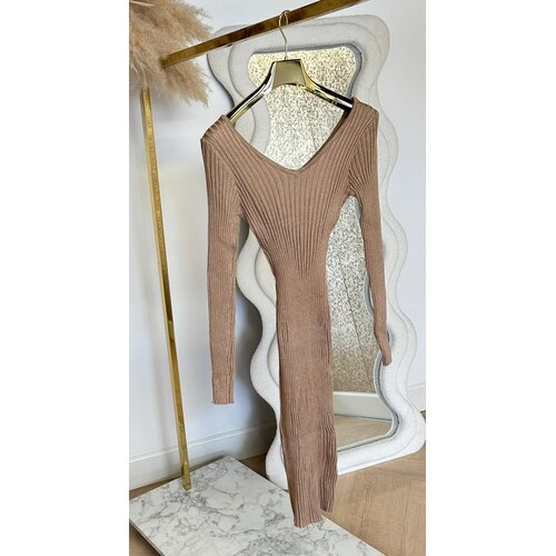 LUREX RIB V DRESS 8313 BEIGE