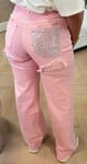GIRLY GLITTER POCKET WIDE LEG JEANS 1945/1558-12 PINK