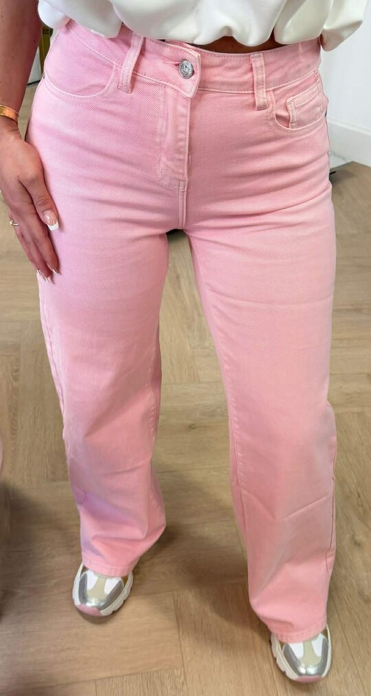 GIRLY GLITTER POCKET WIDE LEG JEANS 1945 PINK