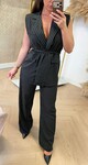 ESME STRIPE GILET LUS SET BLACK