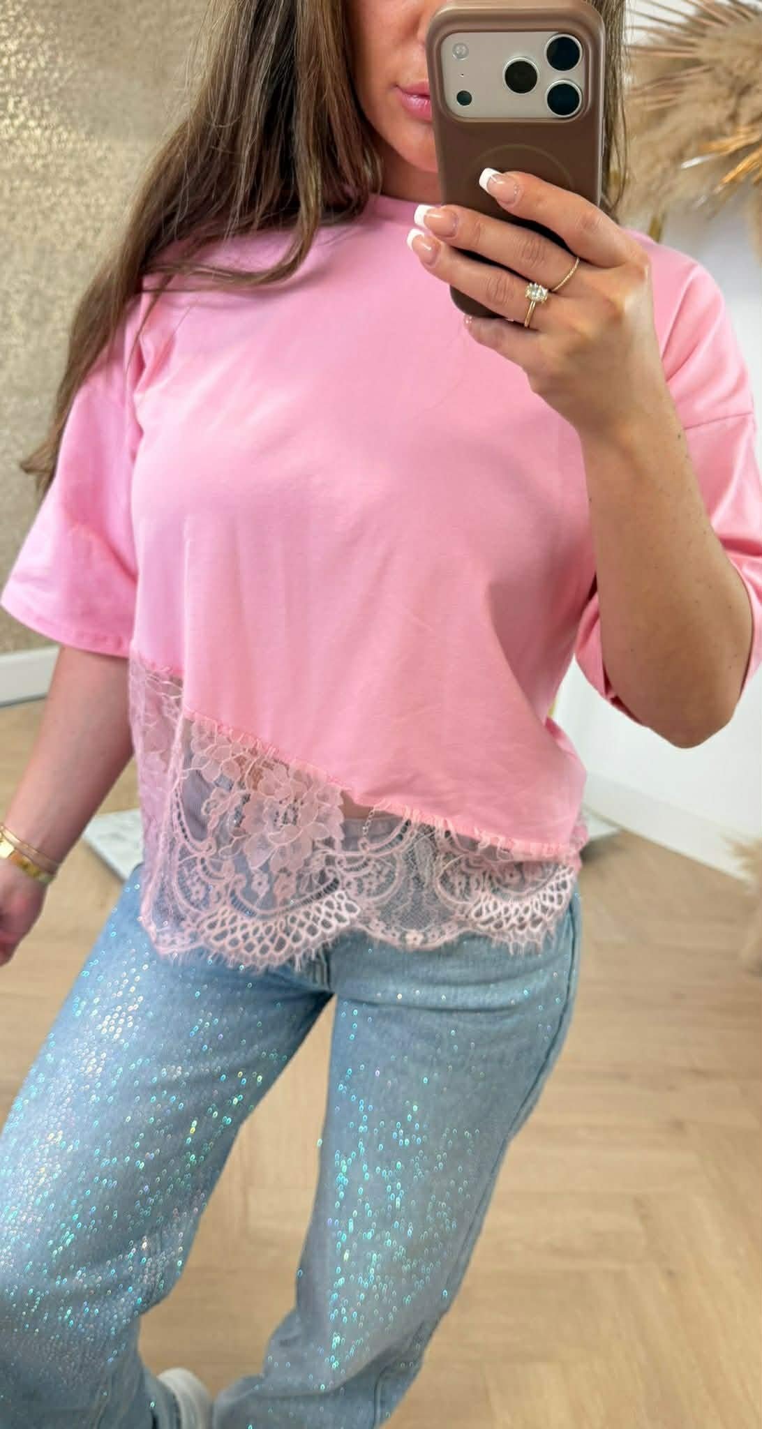 JUNA LACE TOP PINK