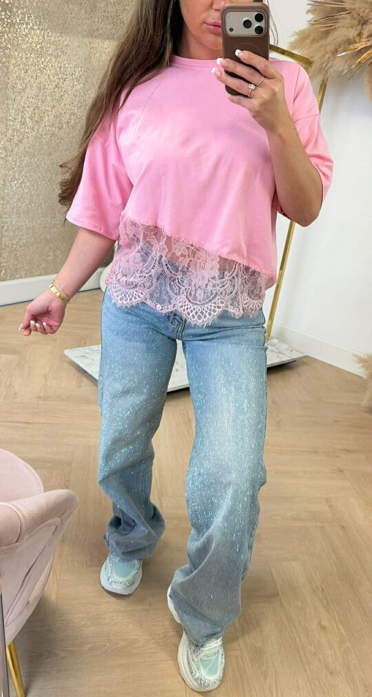 JUNA LACE TOP PINK