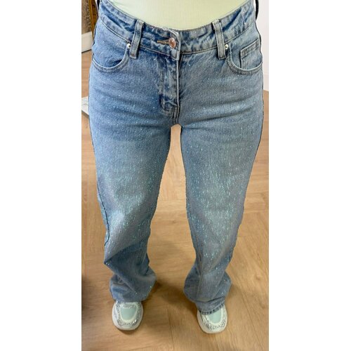 BLITZ GLITTER WIDE LEG JEANS T179 DENIMBLUE