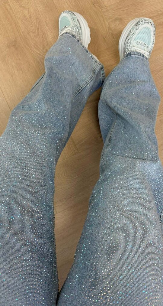 BLITZ GLITTER WIDE LEG JEANS T179 DENIMBLUE