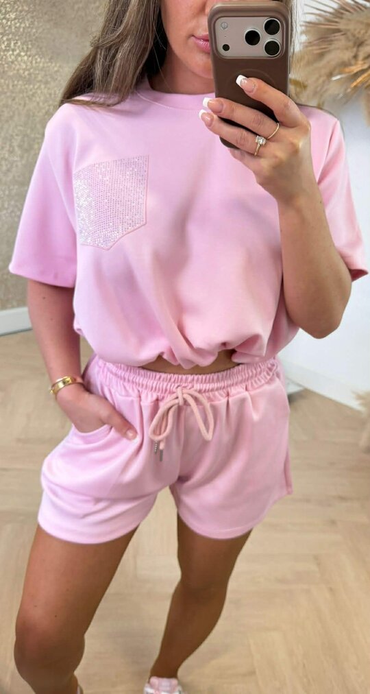 SELIN CROPPED POCKET SET PINK