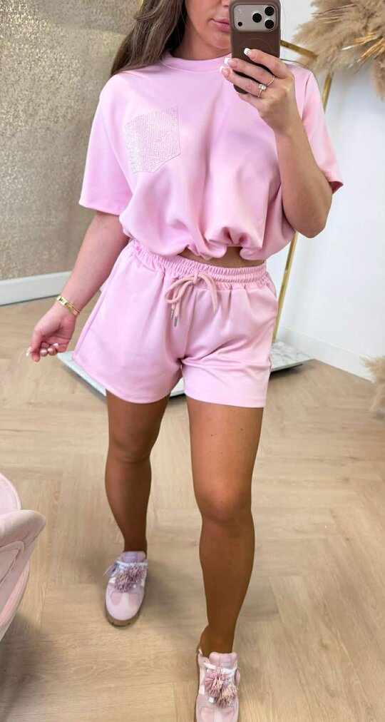 SELIN CROPPED POCKET SET PINK
