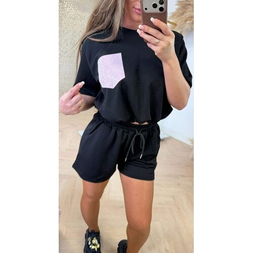 SELIN CROPPED POCKET SET BLACK