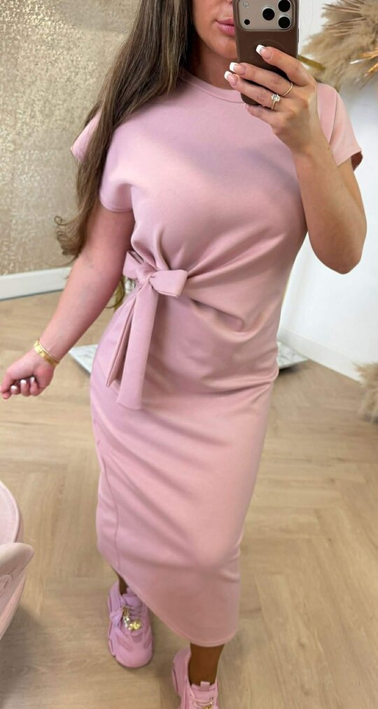 STRIKKY LONG DRESS OLDPINK