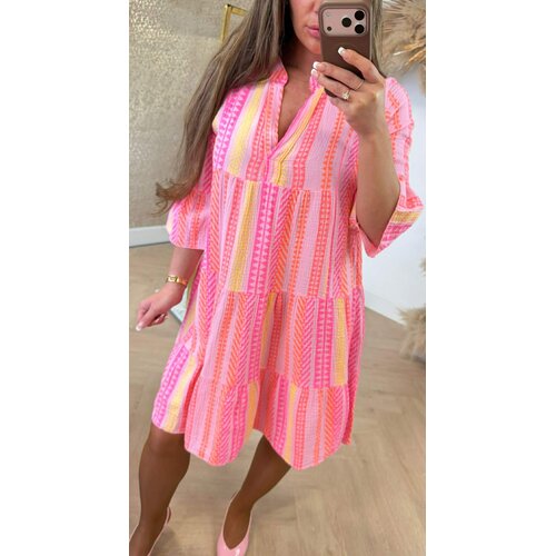 BOHO PRINT COTTON DRESS PINK