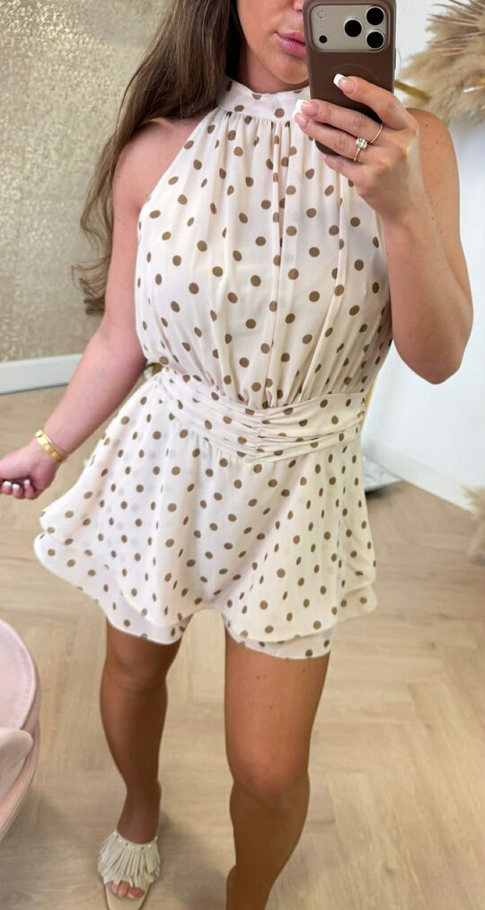 STIPPY PLAYSUIT BEIGE